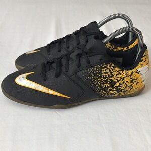 Nike Bombax IC 826487 002 Indoor Soccer Shoes Black Yellow Boys Youth Size 5Y
